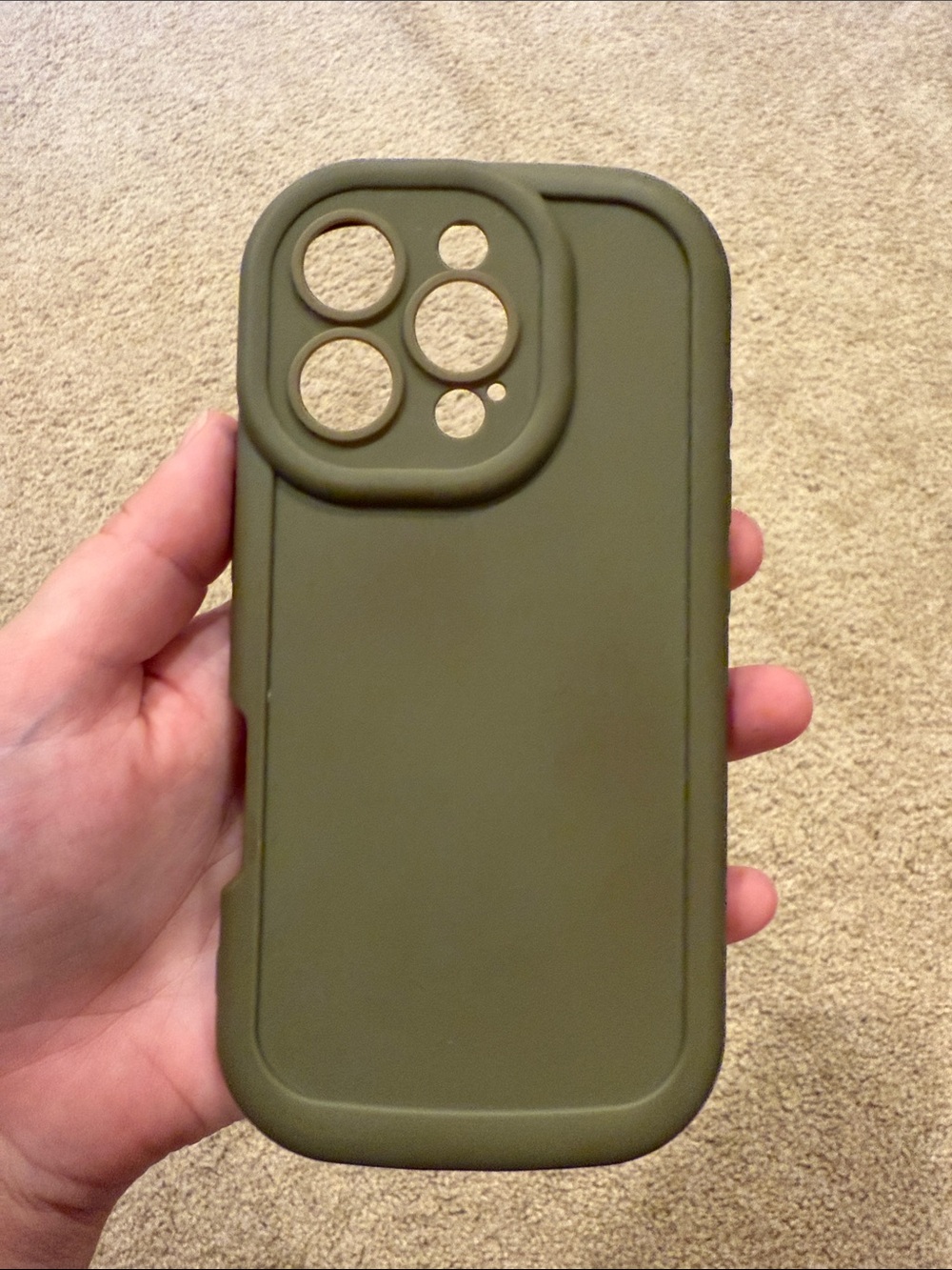Amazon Olive Green Silicone Phone Case for iPhone with Raised Camera Protection